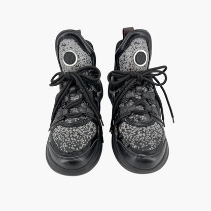 Louis Vuitton Archlight Sneakers in Black Leather with Silver Glitter – Size 37.5