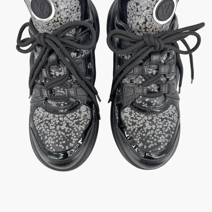 Louis Vuitton Archlight Sneakers in Black Leather with Silver Glitter – Size 37.5
