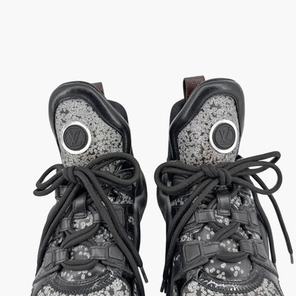 Louis Vuitton Archlight Sneakers in Black Leather with Silver Glitter – Size 37.5
