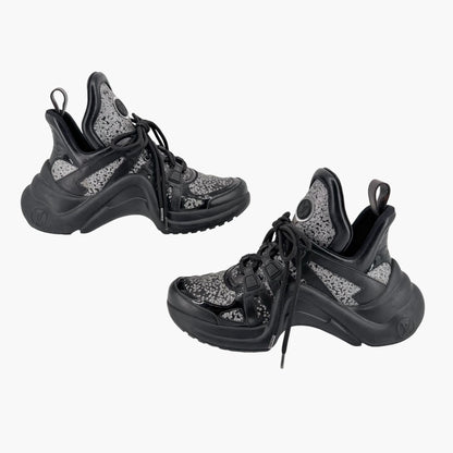 Louis Vuitton Archlight Sneakers in Black Leather with Silver Glitter – Size 37.5
