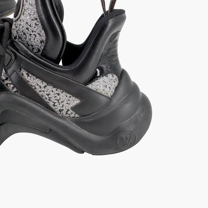 Louis Vuitton Archlight Sneakers in Black Leather with Silver Glitter – Size 37.5