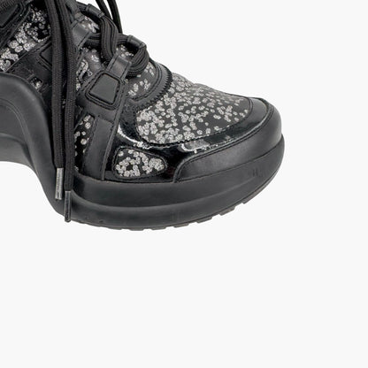 Louis Vuitton Archlight Sneakers in Black Leather with Silver Glitter – Size 37.5
