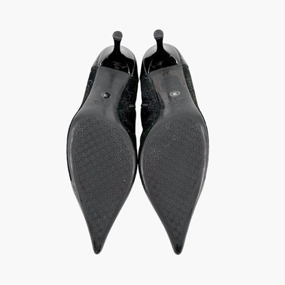 Gucci GG Web Stripe Ankle Boots Black Suede Size 38