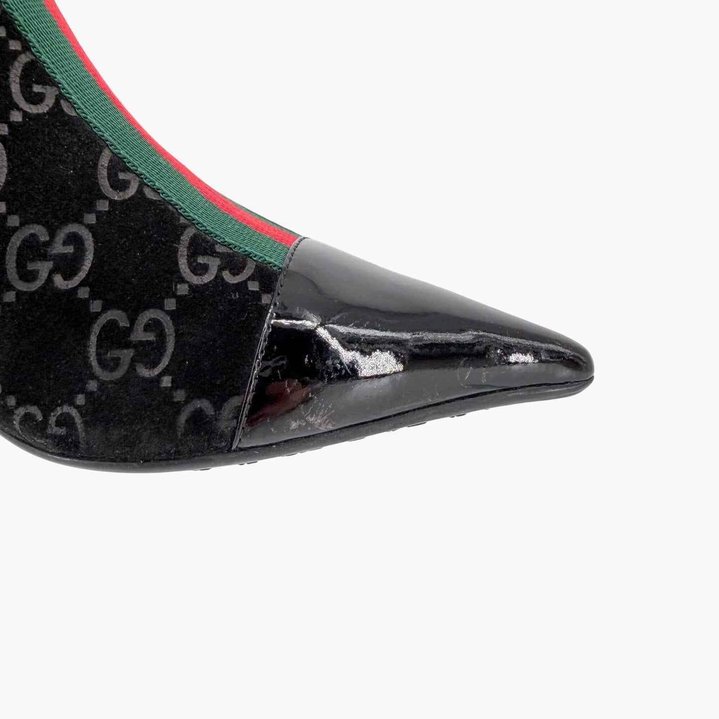 Gucci GG Web Stripe Ankle Boots Black Suede Size 38