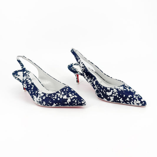Christian Louboutin Kate Sling 55 Denim Slingback Pumps in Blue – Size 37