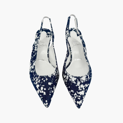 Christian Louboutin Kate Sling 55 Denim Slingback Pumps in Blue – Size 37