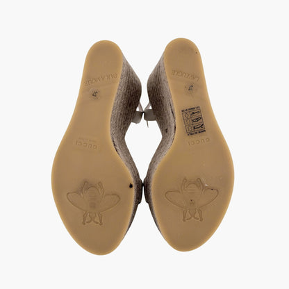 Gucci Aitana GG White Espadrille Platform Wedge Sandals 37