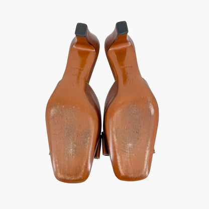 Louis Vuitton Vintage Flower Logo Mule Heels Brown Size 37.5