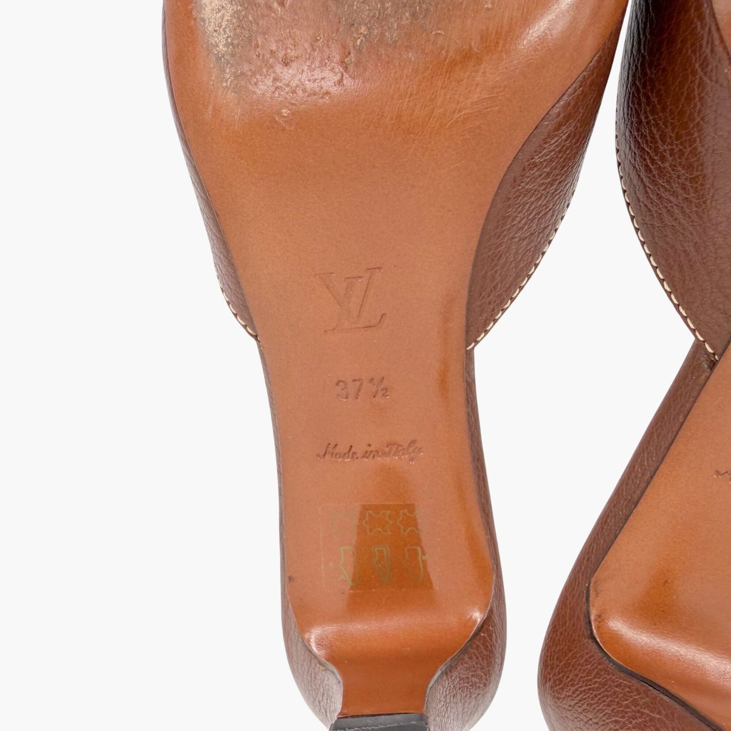 Louis Vuitton Vintage Flower Logo Mule Heels Brown Size 37.5