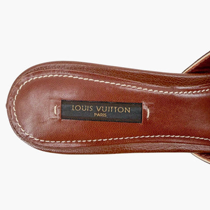 Louis Vuitton Vintage Flower Logo Mule Heels Brown Size 37.5