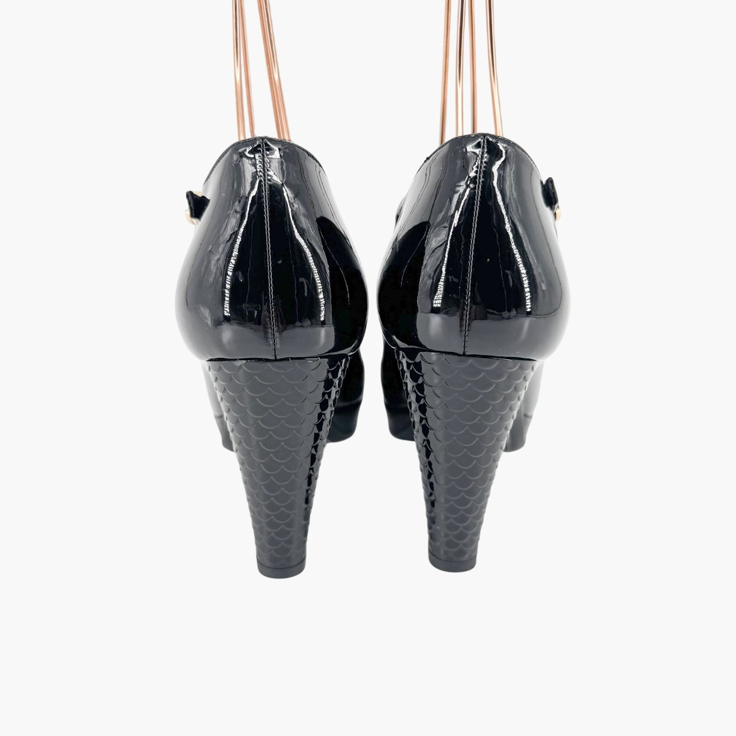 Chanel Cap Toe Platform Pumps in Black Patent Leather Size 38