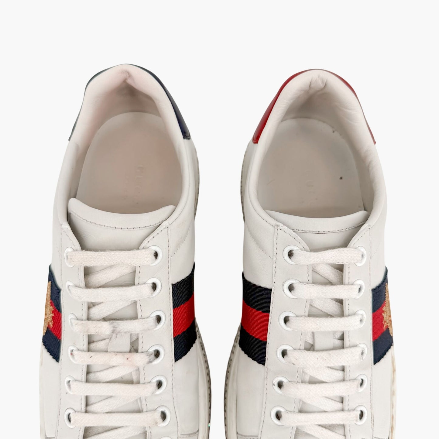 Gucci Ace Crystal Platform Sneakers in White Leather Size 37