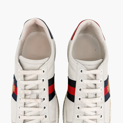 Gucci Ace Crystal Platform Sneakers in White Leather Size 37