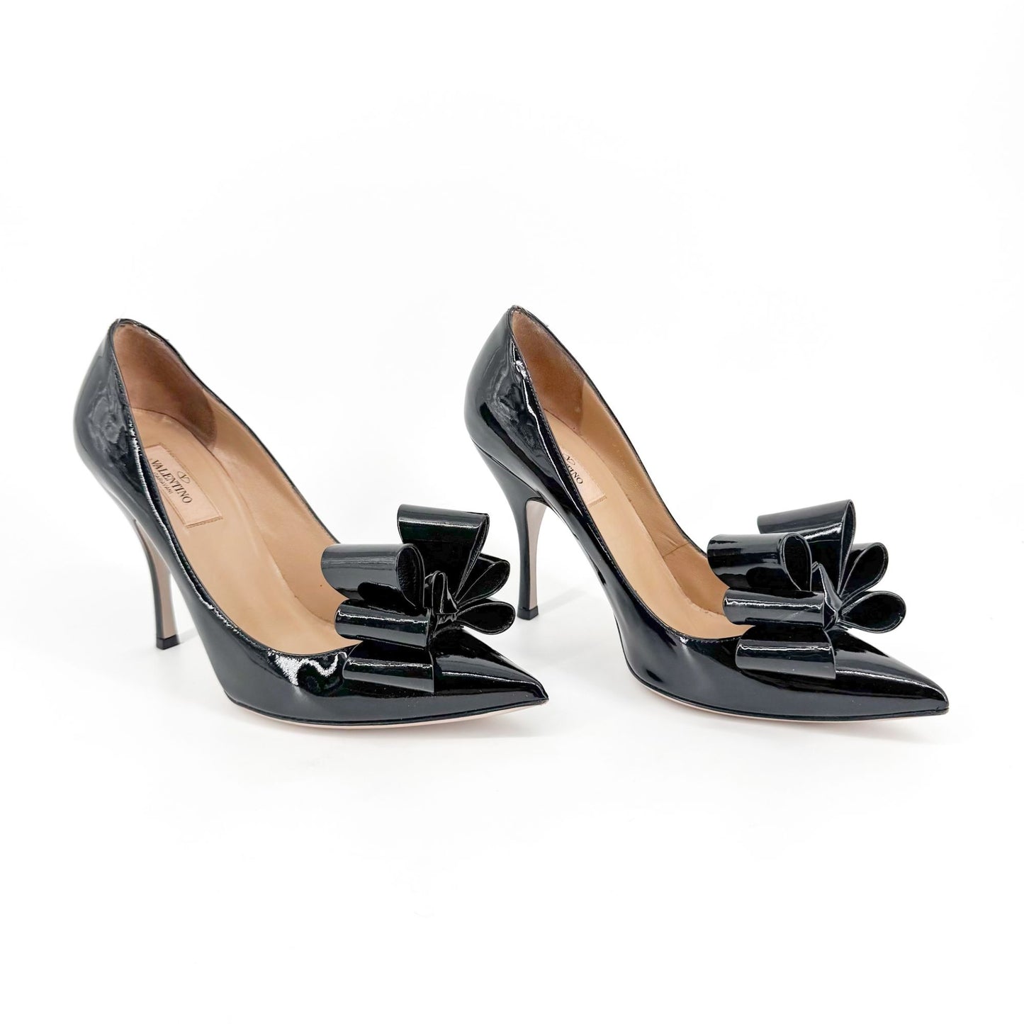 Valentino Garavani Triple Bow Patent Leather Pumps in Black – Size 38.5
