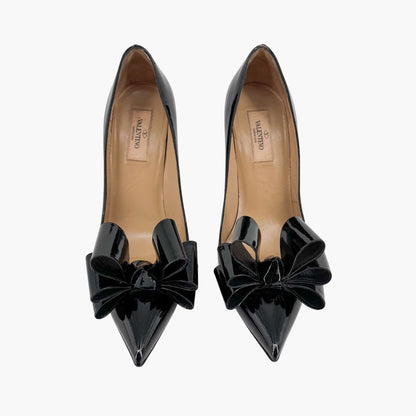 Valentino Garavani Triple Bow Patent Leather Pumps in Black – Size 38.5