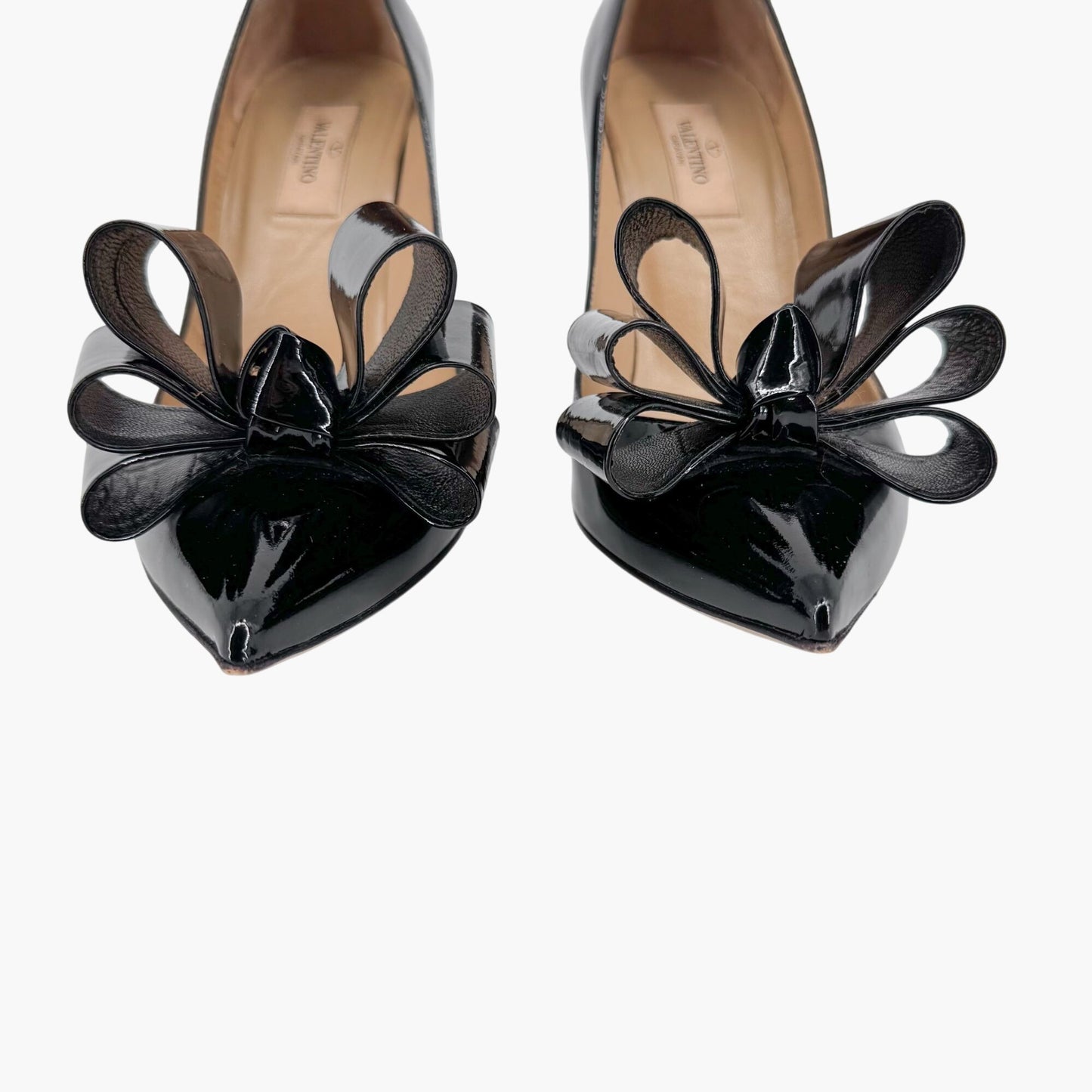 Valentino Garavani Triple Bow Patent Leather Pumps in Black – Size 38.5
