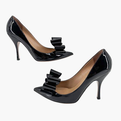 Valentino Garavani Triple Bow Patent Leather Pumps in Black – Size 38.5