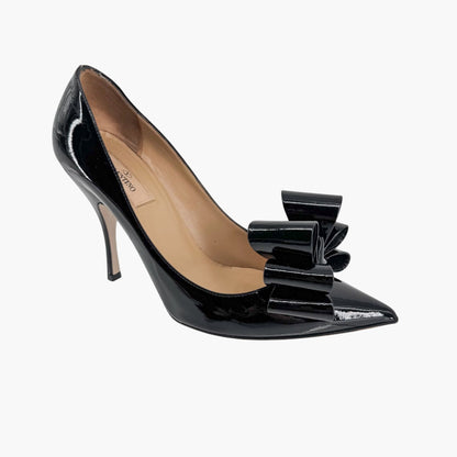 Valentino Garavani Triple Bow Patent Leather Pumps in Black – Size 38.5