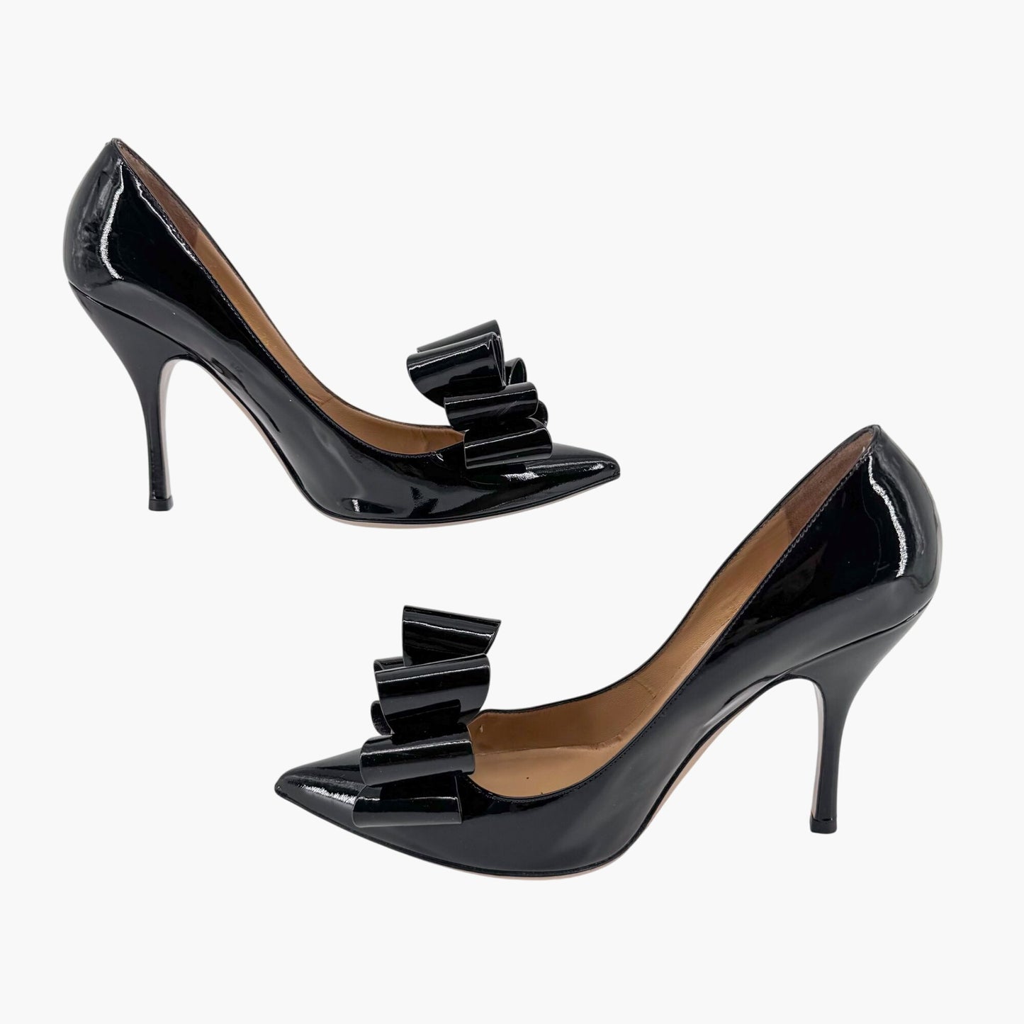 Valentino Garavani Triple Bow Patent Leather Pumps in Black – Size 38.5