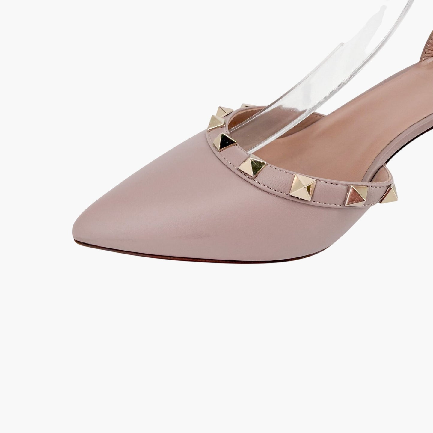 Valentino Rockstud Slingback Pumps in Poudre Beige Leather Size 37