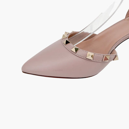 Valentino Rockstud Slingback Pumps in Poudre Beige Leather Size 37