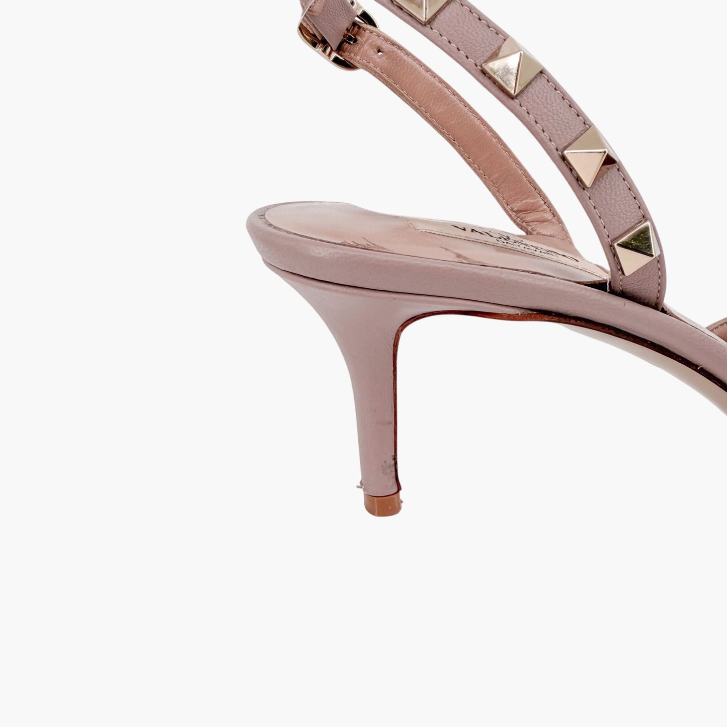 Valentino Rockstud Slingback Pumps in Poudre Beige Leather Size 37