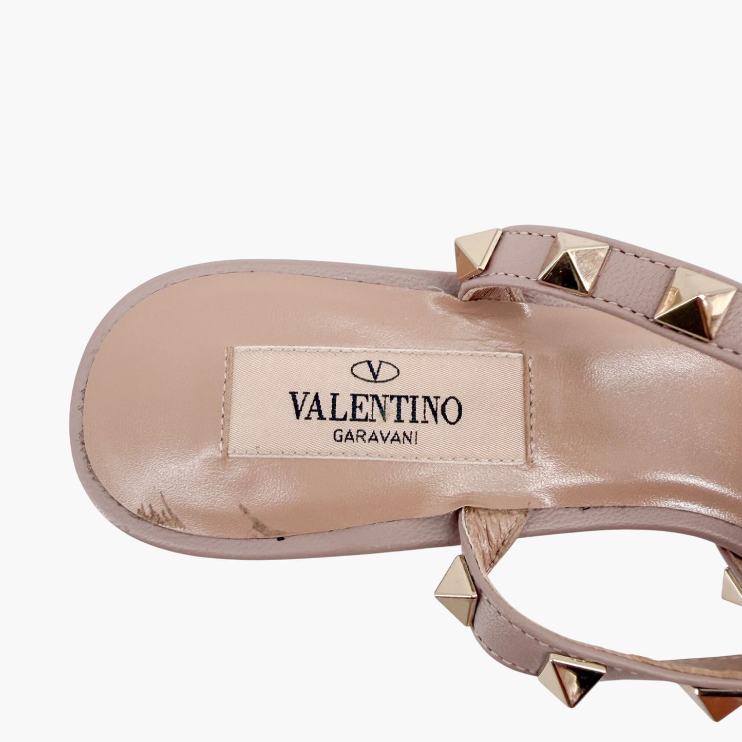 Valentino Rockstud Slingback Pumps in Poudre Beige Leather Size 37