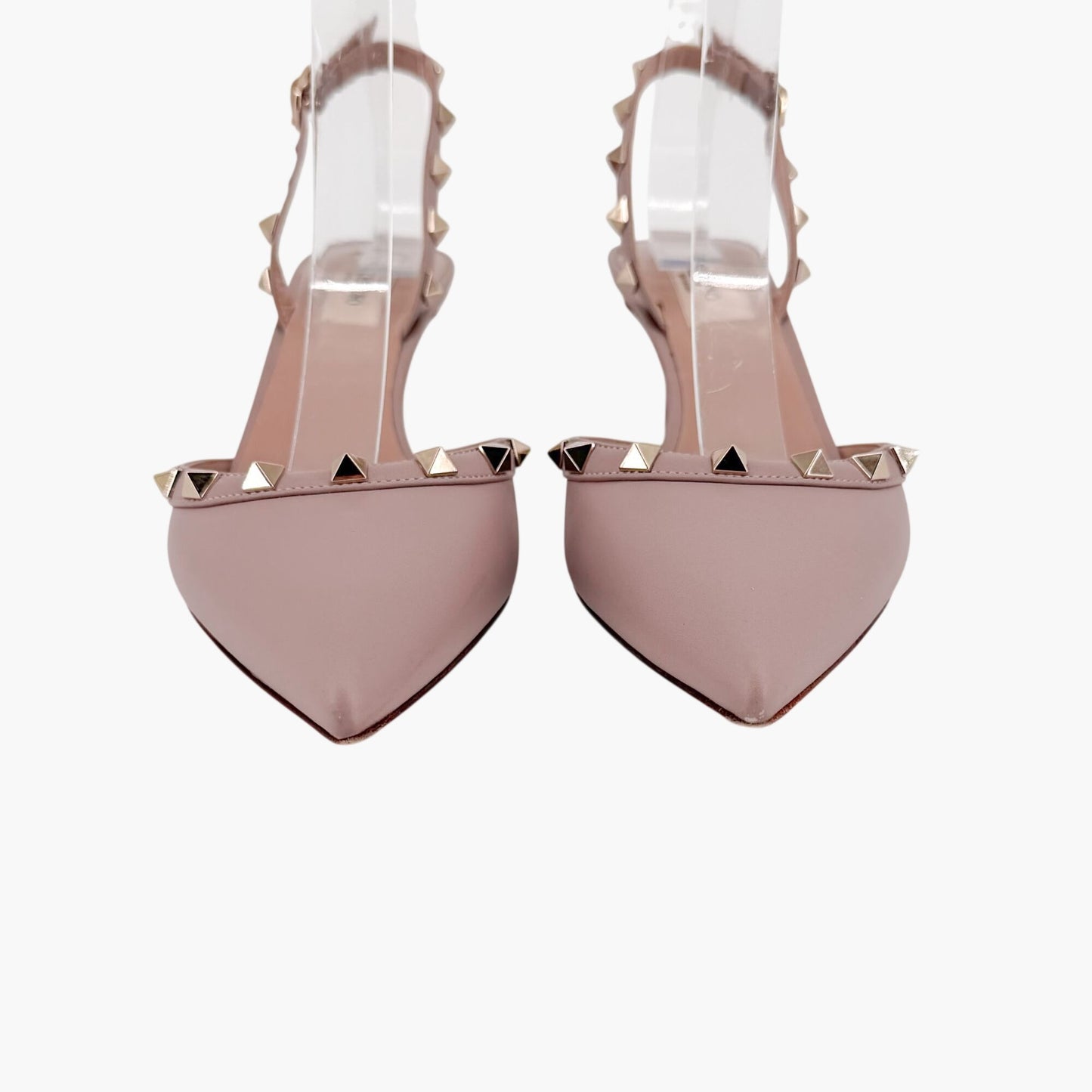 Valentino Rockstud Slingback Pumps in Poudre Beige Leather Size 37