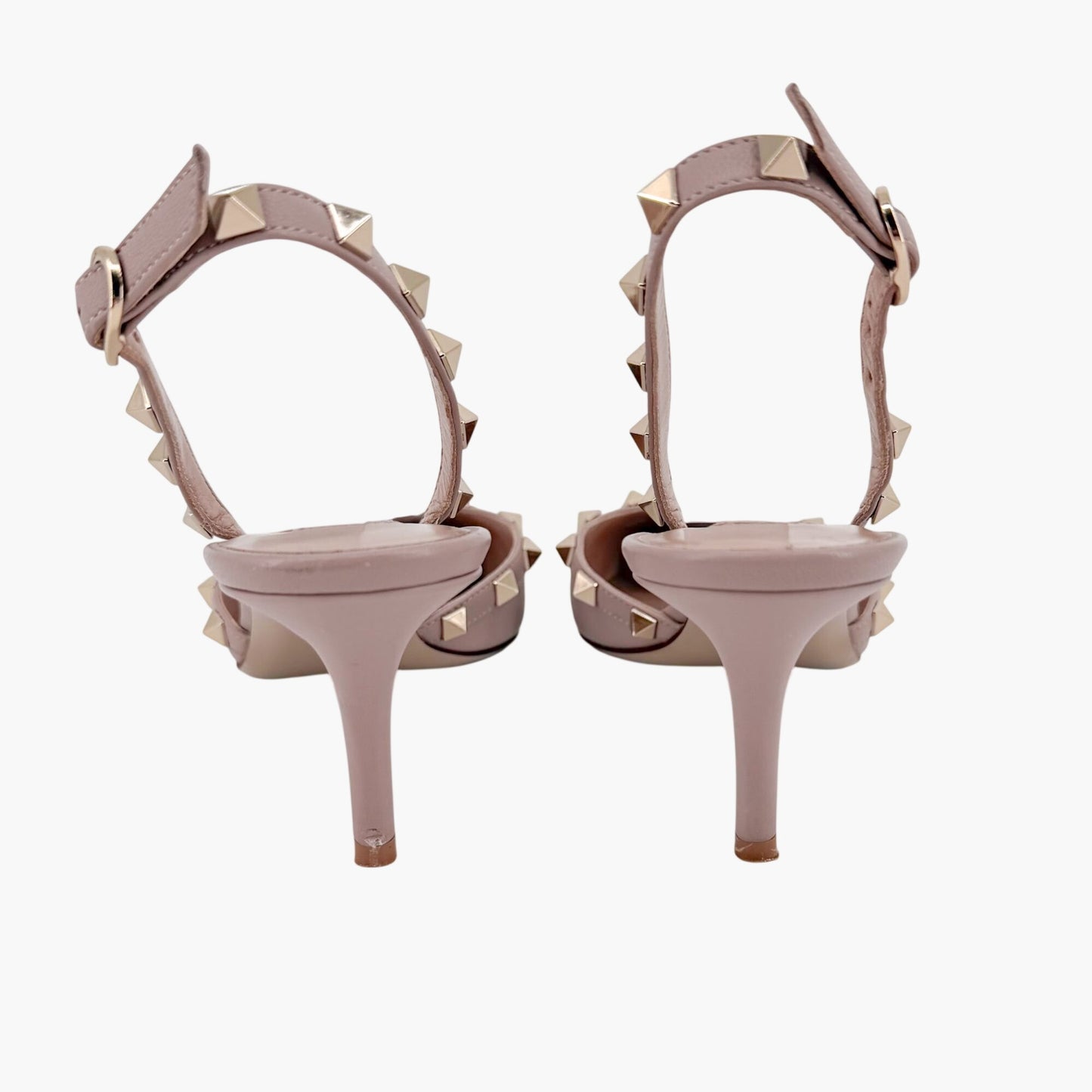 Valentino Rockstud Slingback Pumps in Poudre Beige Leather Size 37