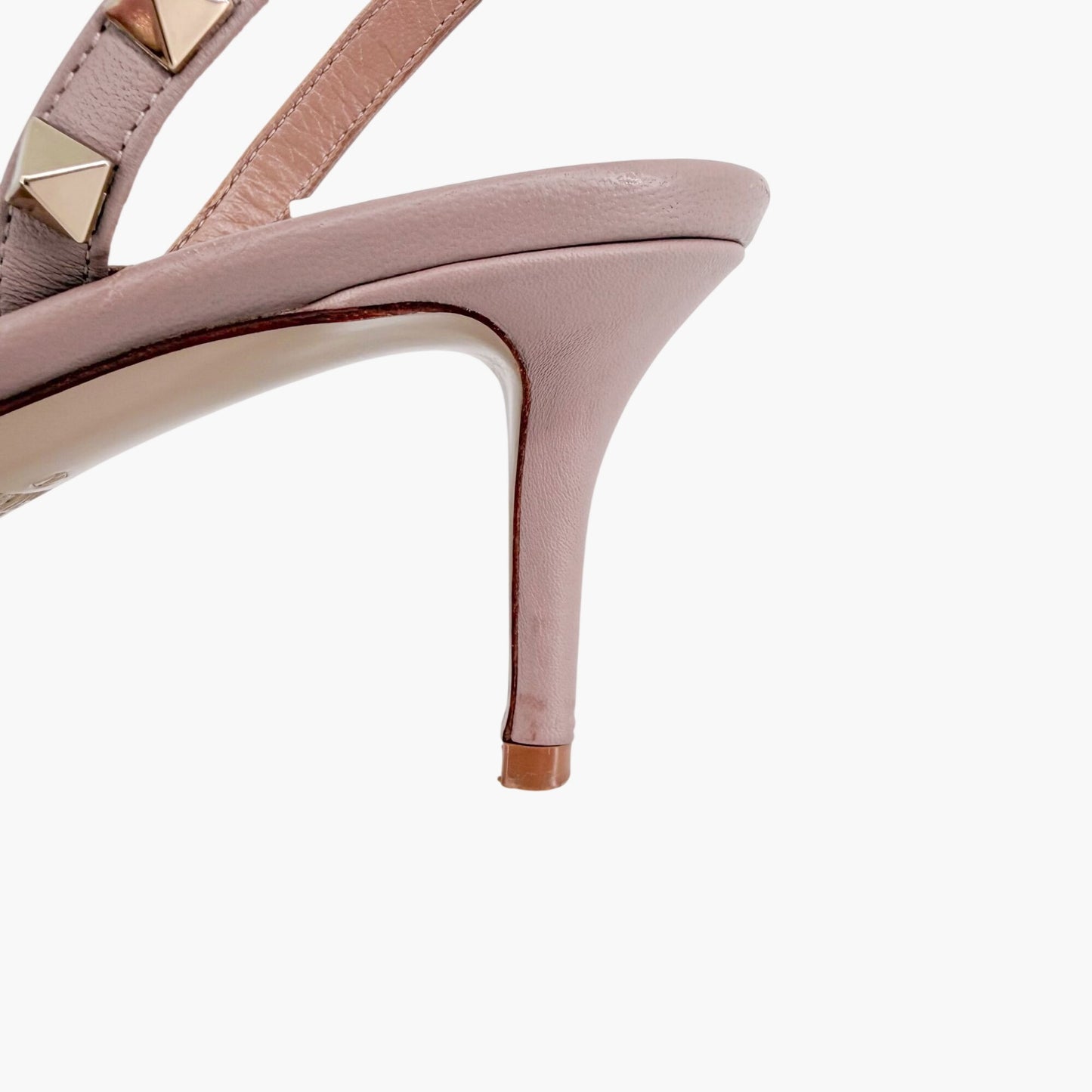 Valentino Rockstud Slingback Pumps in Poudre Beige Leather Size 37