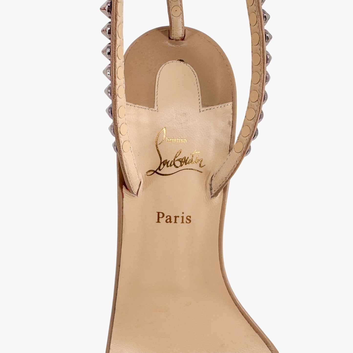 Christian Louboutin So Me Spike Heel Sandals Beige Leather – Size 38