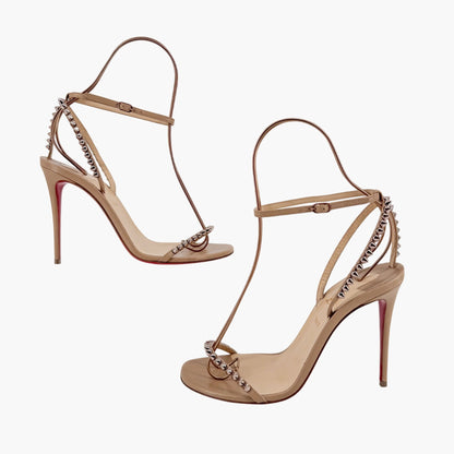 Christian Louboutin So Me Spike Heel Sandals Beige Leather – Size 38