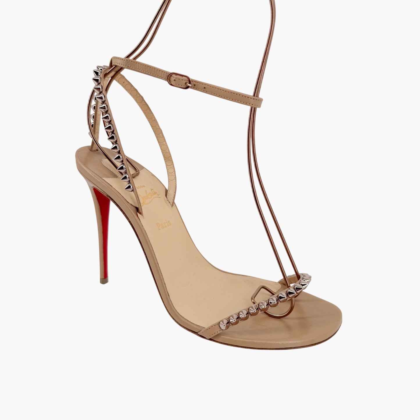 Christian Louboutin So Me Spike Heel Sandals Beige Leather – Size 38
