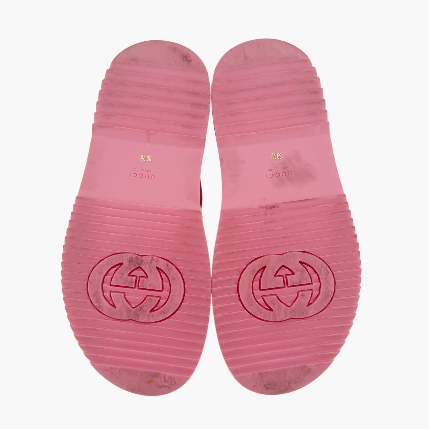 Gucci Angelina GG Platform Sandals in Pink Monogram Canvas Size 39.5