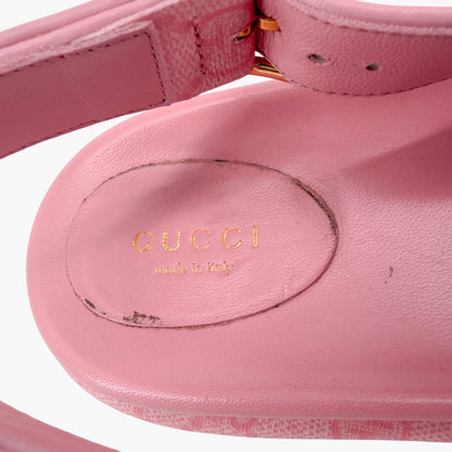 Gucci Angelina GG Platform Sandals in Pink Monogram Canvas Size 39.5