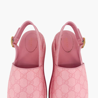 Gucci Angelina GG Platform Sandals in Pink Monogram Canvas Size 39.5