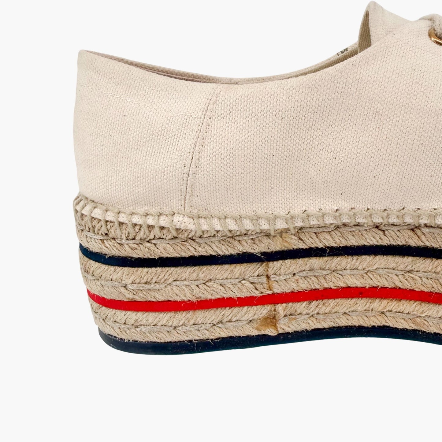 Gucci Lilibeth Platform Logo Espadrille Sneakers in Beige Canvas Size 38
