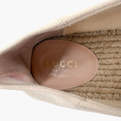 Gucci Lilibeth Platform Logo Espadrille Sneakers in Beige Canvas Size 38