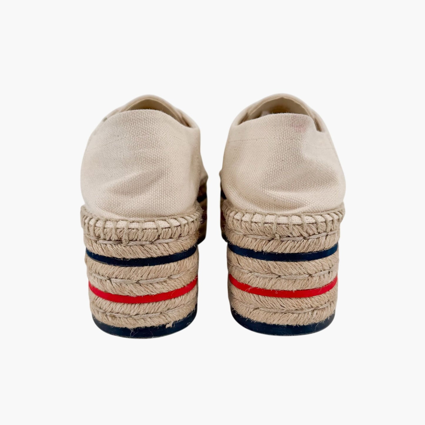Gucci Lilibeth Platform Logo Espadrille Sneakers in Beige Canvas Size 38