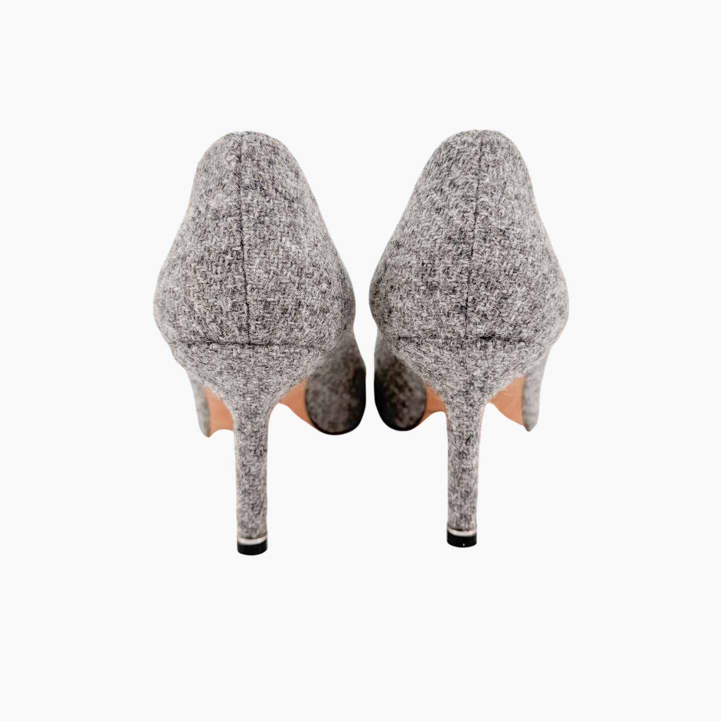 Manolo Blahnik Hangisi 70mm Crystal-Embellished Pumps in Gray Wool Tweed Size 39