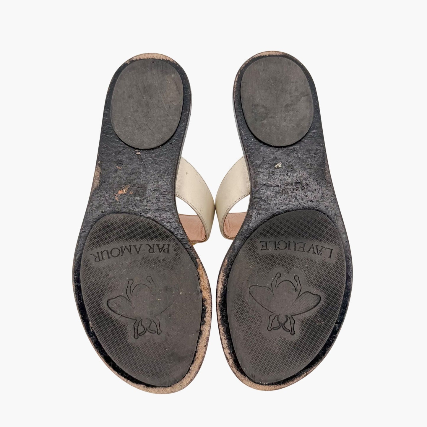 Gucci Marmont GG White Leather Thong Sandals Size 37