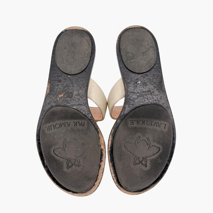 Gucci Marmont GG White Leather Thong Sandals Size 37