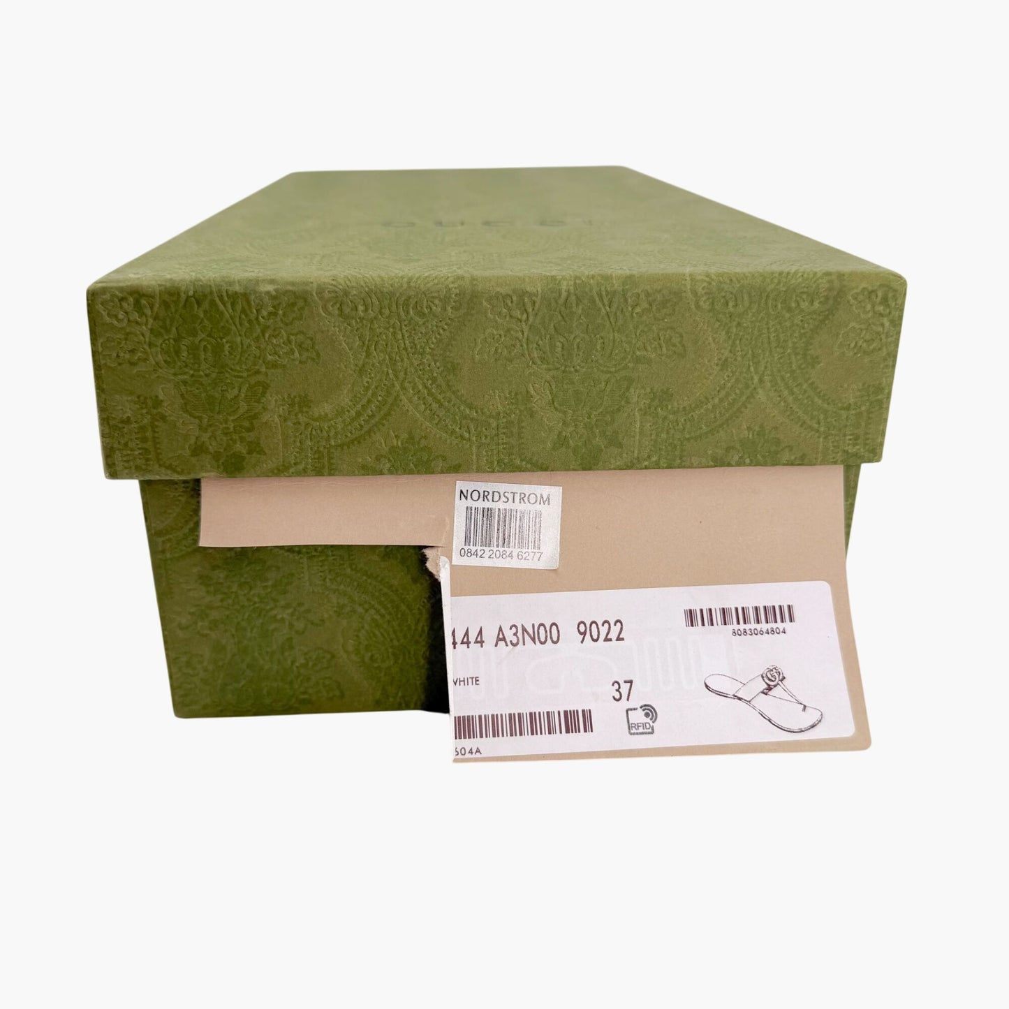 Gucci Marmont GG White Leather Thong Sandals Size 37