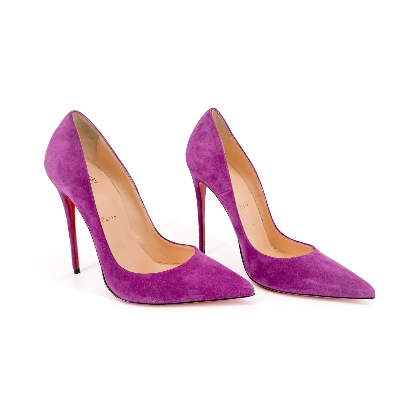 Christian Louboutin Pigalle Follies Pumps in Purple Suede Size 39.5