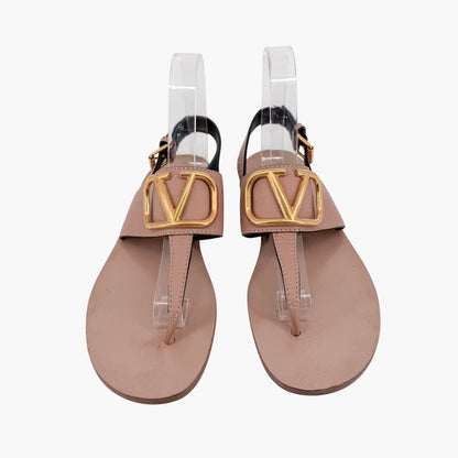 Valentino Garavani Vlogo Flat Sandals Beige Size 38