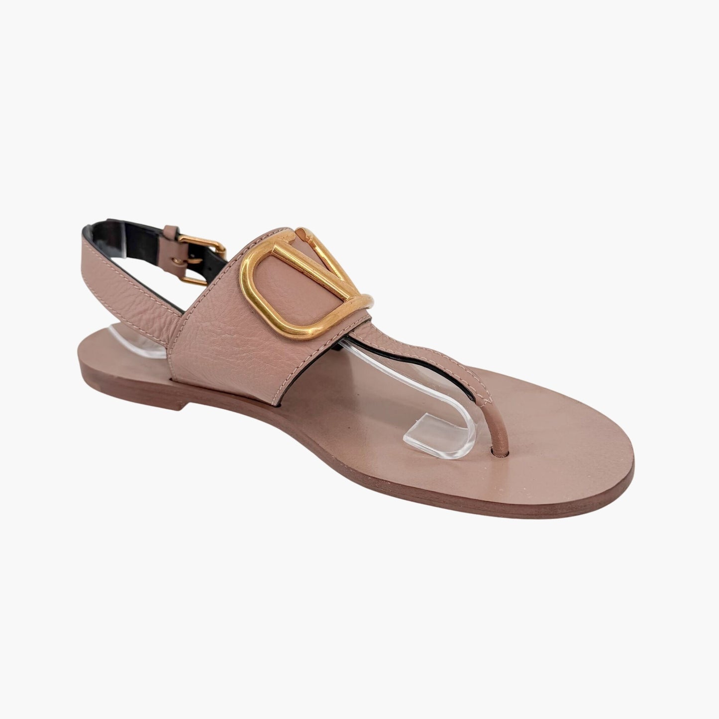 Valentino Garavani Vlogo Flat Sandals Beige Size 38