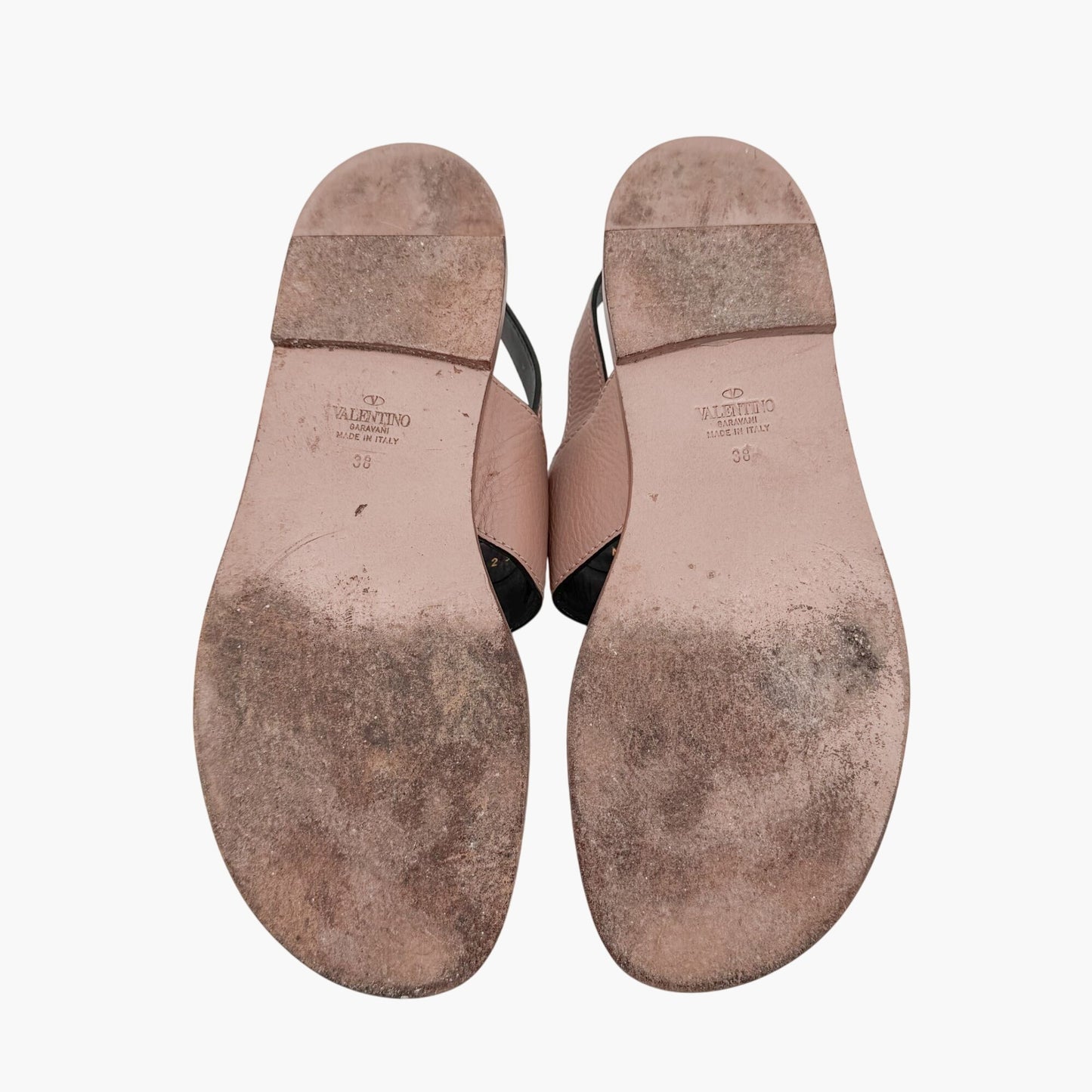 Valentino Garavani Vlogo Flat Sandals Beige Size 38
