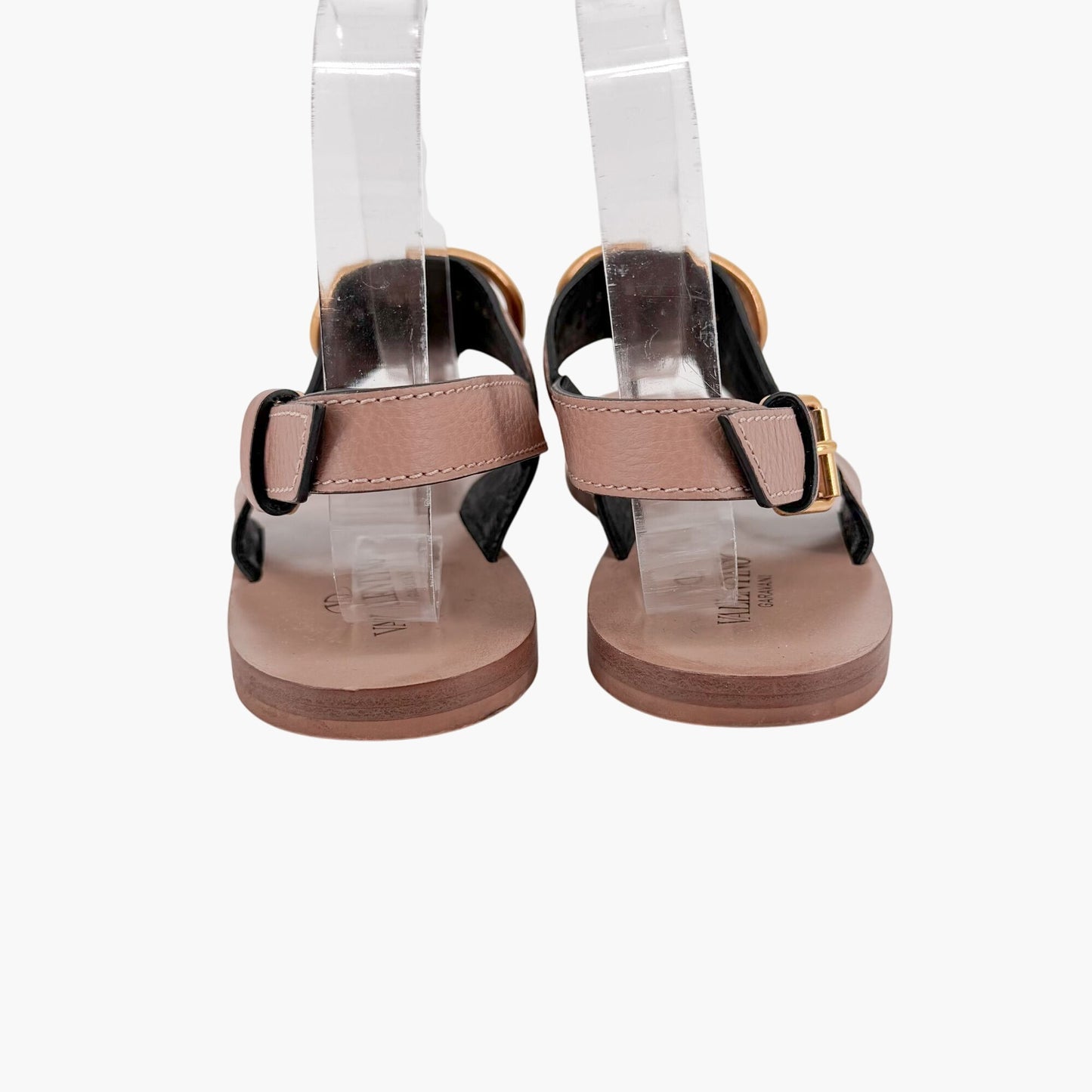 Valentino Garavani Vlogo Flat Sandals Beige Size 38