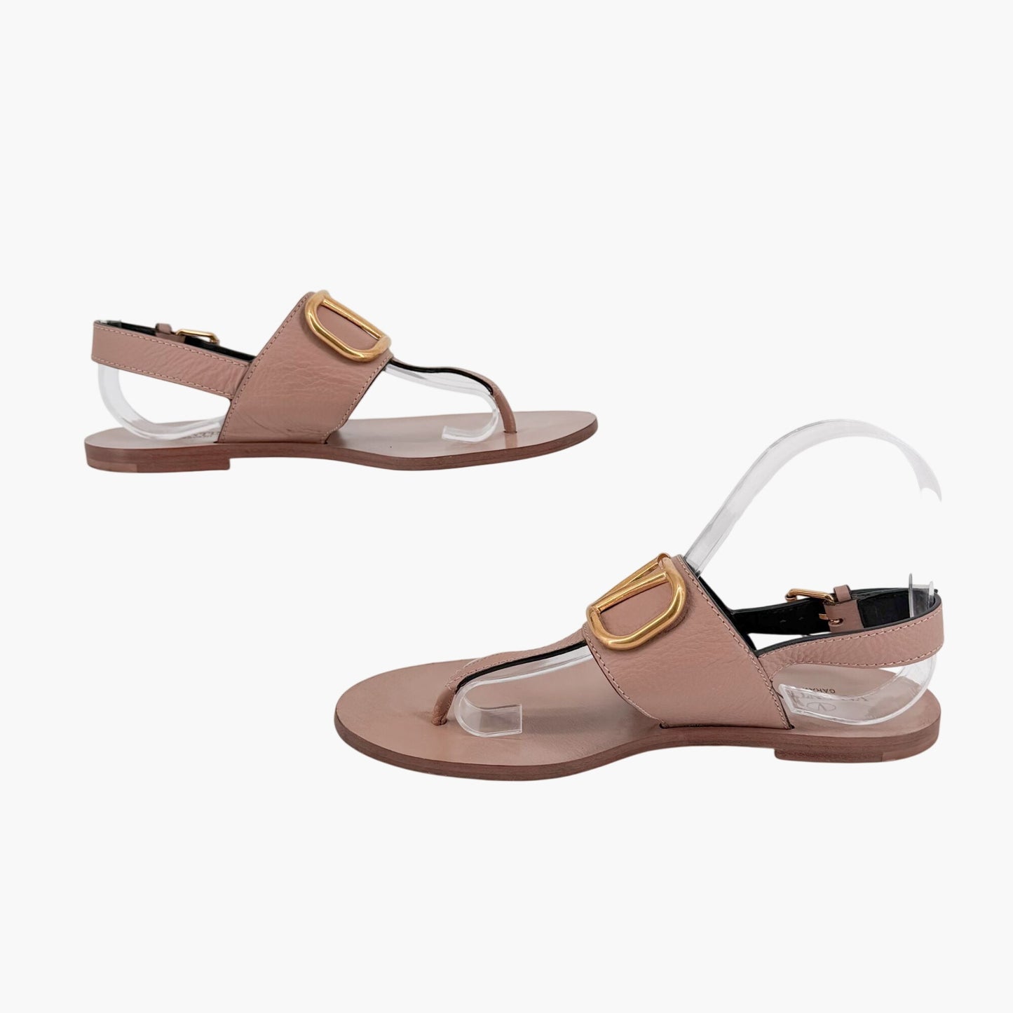 Valentino Garavani Vlogo Flat Sandals Beige Size 38