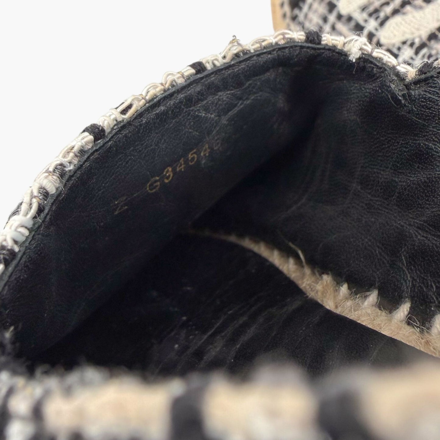 Chanel CC Cap Toe Espadrille Flats Black White Size 40